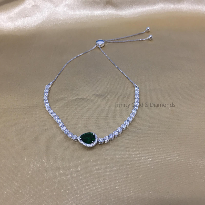 Timeless Teardrop Green Pear Cut Tennis Bracelet 5-10 Inch • Half Bezel Set Pear Cut Tennis Bracelet For Women • Anniversary Gift for Her