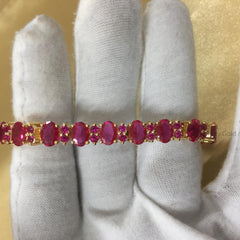 Ruby Bracelet • Oval and Round Ruby Tennis Bracelet For women • Classic Gemstone Design • Luxurious Gift for Her • Elegant Gemstone Bracelet