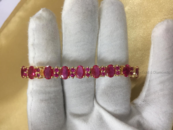 Ruby Bracelet • Oval and Round Ruby Tennis Bracelet For women • Classic Gemstone Design • Luxurious Gift for Her • Elegant Gemstone Bracelet