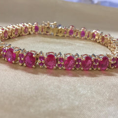 Ruby Bracelet • Oval and Round Ruby Tennis Bracelet For women • Classic Gemstone Design • Luxurious Gift for Her • Elegant Gemstone Bracelet