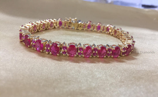 Ruby Bracelet • Oval and Round Ruby Tennis Bracelet For women • Classic Gemstone Design • Luxurious Gift for Her • Elegant Gemstone Bracelet