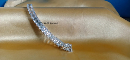 8 x 6MM Emerald Cut Tennis Bracelet • Classic Gemstone Design Luxurious Gift for Her • Elegant Fancy Bracelet • Emerald Cut Sparkly Bracelet
