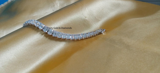8 x 6MM Emerald Cut Tennis Bracelet • Classic Gemstone Design Luxurious Gift for Her • Elegant Fancy Bracelet • Emerald Cut Sparkly Bracelet