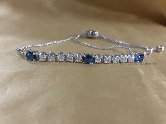 2.50 CARAT OVAL SAPPHIRE And Diamond Bolo Bracelet With 14kt Gold Over Silver, Bolo Bracelet, Bracelets for Women,Bracelets,Mother&