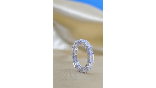 Eternity Ring • Baguette Ring • Handmade hared Prong Set Ring for Women • Christmas Gift • Size-5-12 USA • Classic Eternity Gift for Her