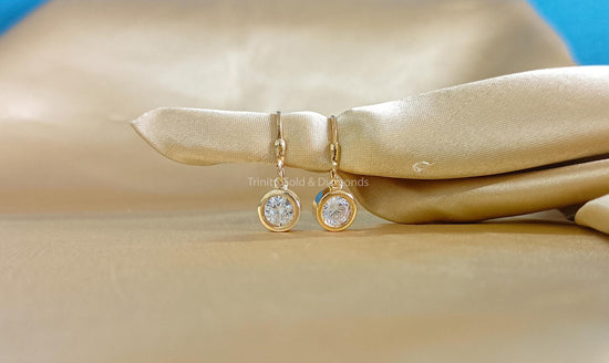 Bezel Earring For women • Lab Grown Diamond Earrings • Solitaire Earrings • Lever Back Earrings • Gift for Women • Two Stone Dangle Earrings