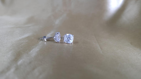 8.0mm Cushion Stud Earring • Lab Grown Diamond Earrings • Solitaire Earrings • Gift for Him & Her • Fancy Earrings Four Prong Stud push Back