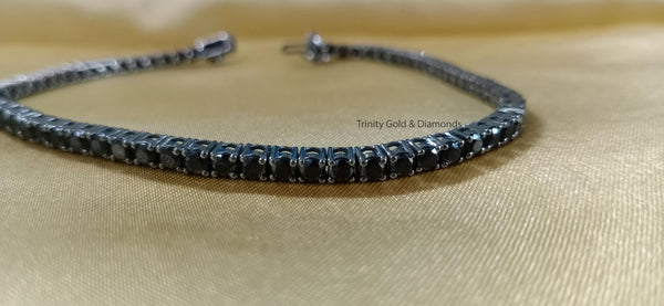 Tennis Bracelet For Women • Black Diamond Silver Tennis Bracelet • Diamond Tennis Bracelet • Anniversary Gift • Size-7