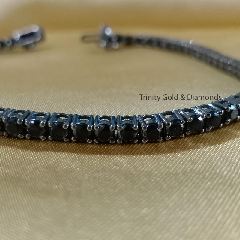Tennis Bracelet For Women • Black Diamond Silver Tennis Bracelet • Diamond Tennis Bracelet • Anniversary Gift • Size-7