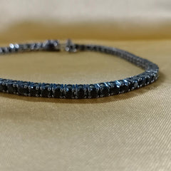 Tennis Bracelet For Women • Black Diamond Silver Tennis Bracelet • Diamond Tennis Bracelet • Anniversary Gift • Size-7