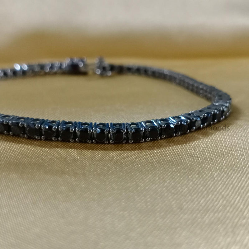 Tennis Bracelet For Women • Black Diamond Silver Tennis Bracelet • Diamond Tennis Bracelet • Anniversary Gift • Size-7