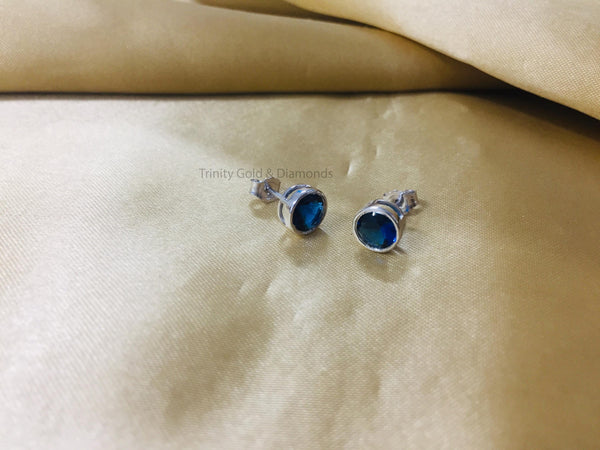 Blue Sapphire Bezel Stud Earrings • Stud Earrings • Dainty Stud Earrings Small Stud Earrings Tiny Stud Earrings • Minimalist Earrings • Gift