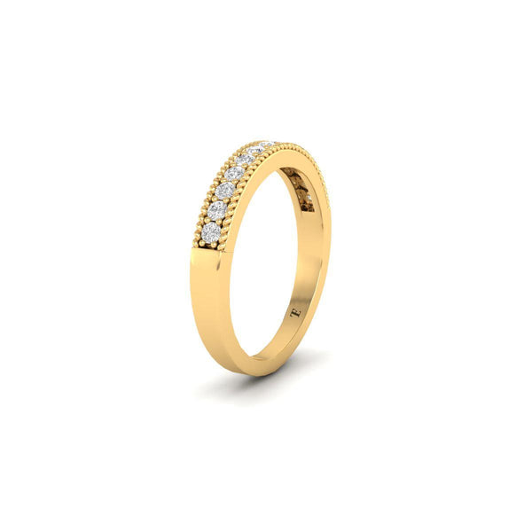 Lab Grown Diamond Wedding Band • 10KT Gold Ring • Ring with Miligrain • Half Eternity Ring • Perfect Wedding Gift for Her
