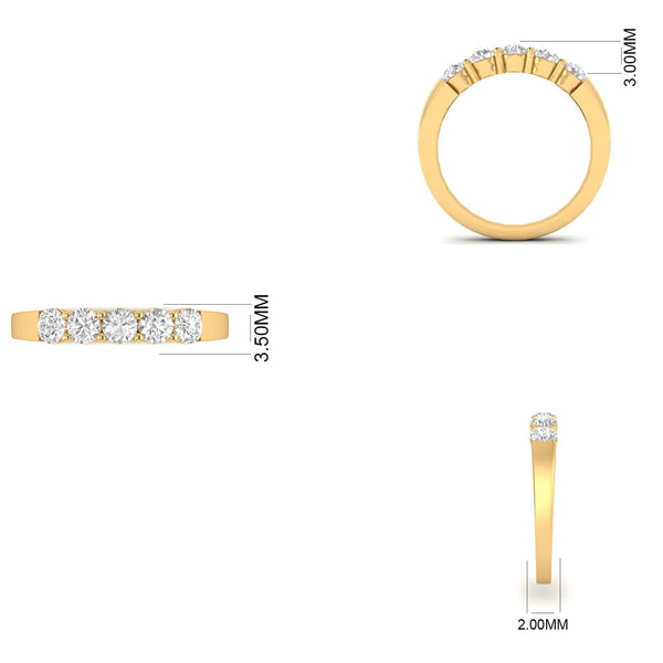 Five Stone Wedding Band • 10KT Gold Ring • Lab Grown Diamond Wedding Band for Women • • Handmade Five Stone Lab Grown Diamond Wedding Band