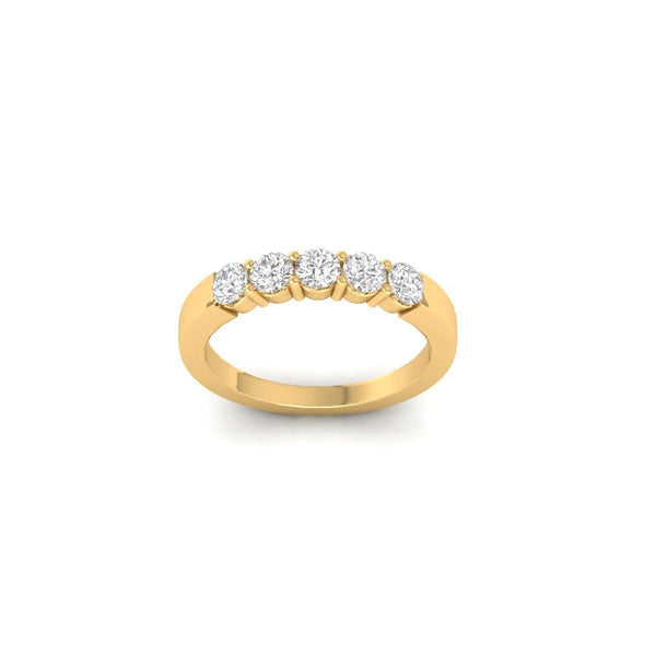 Five Stone Wedding Band • 10KT Gold Ring • Lab Grown Diamond Wedding Band for Women • • Handmade Five Stone Lab Grown Diamond Wedding Band