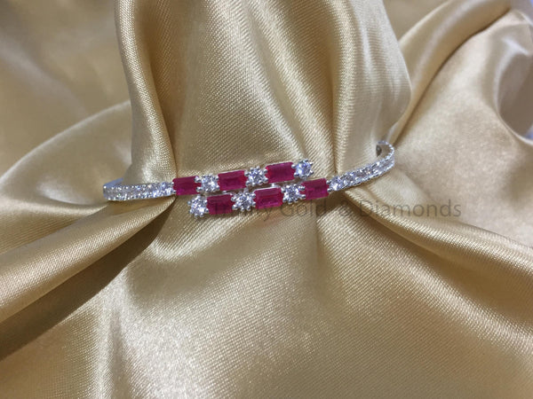 14KT ROSE GOLD PLATED Ruby Diamond Bangles Bracelet In sterling Silver, Gift For Anniversary,Antique Bracelet, Unique Ruby Bracelet For Wife