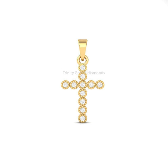Cross Pendant • Lab Grown Diamond • Dainty Cross Pendant Necklace for Women • 0.11ct Pendant • Gold Pendant • Perfect Gift • Without Chain