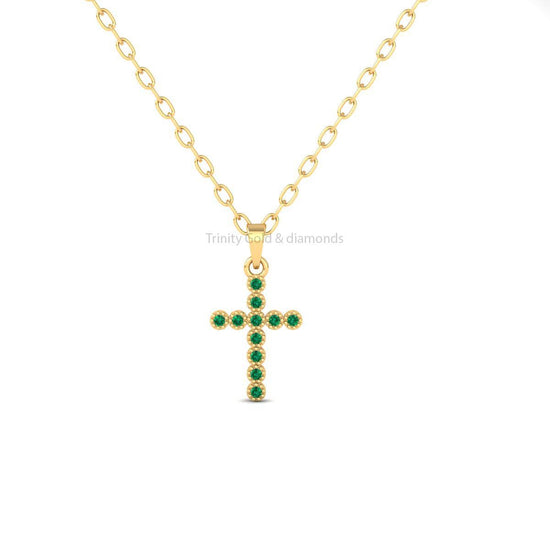 Ruby Cross Pendant • Gemstone Dainty Cross Pendant Necklace for Women • 0.11ct Pendant • Gold Pendant • Perfect Gift • Without Chain