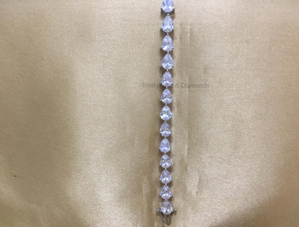 Pear Cut Tennis Bracelet For Women • Anniversary Gift for Her • Timeless Teardrop East-West Pear Lab Grown Diamond Tennis Bracelet 5-10 Inch