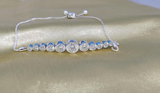 Bolo Bracelet For Women • 3.0Ct ROUND Cut Lab Grown Diamond Bezel Set Adjustable Bolo Bracelet• Anniversary/Christmas/Thanksgiving Gift •