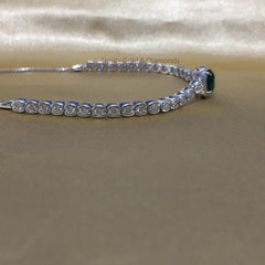 Timeless Teardrop Green Pear Cut Tennis Bracelet 5-10 Inch • Half Bezel Set Pear Cut Tennis Bracelet For Women • Anniversary Gift for Her