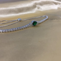 Timeless Teardrop Green Pear Cut Tennis Bracelet 5-10 Inch • Half Bezel Set Pear Cut Tennis Bracelet For Women • Anniversary Gift for Her