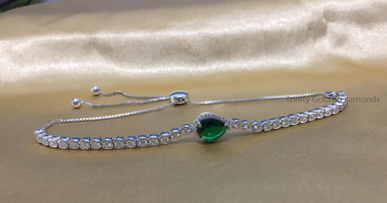 Timeless Teardrop Green Pear Cut Tennis Bracelet 5-10 Inch • Half Bezel Set Pear Cut Tennis Bracelet For Women • Anniversary Gift for Her