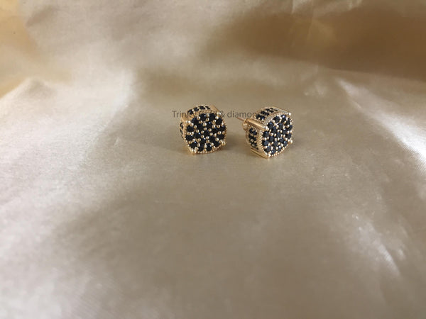 Black Stud • Mens Black Stud Earrings with Screw Back • Size 11.80mm  • Flower Shape Cluster Unisex Stud Earrings • Perfect Birthday Gift