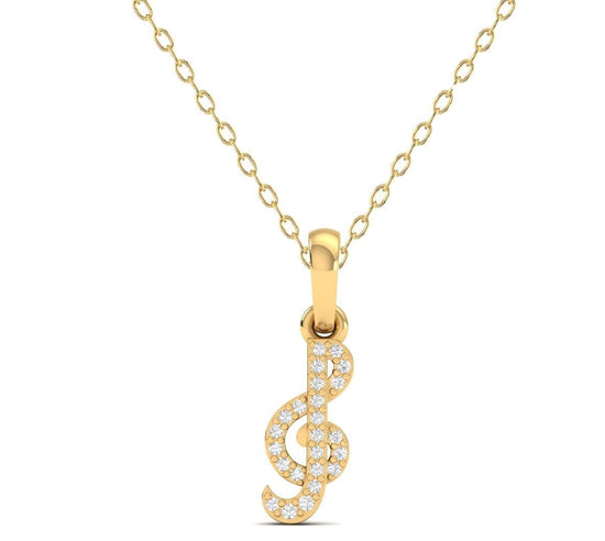 Lab Grown Diamond Melody Pendant, 14K Solid Gold Music Note Necklace for Women , Dainty Personalized Jewelry, Gift for Her, Without Chain