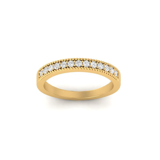 Lab Grown Diamond Wedding Band • 10KT Gold Ring • Ring with Miligrain • Half Eternity Ring • Perfect Wedding Gift for Her