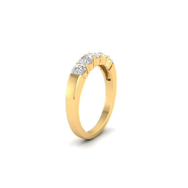 Five Stone Wedding Band • 10KT Gold Ring • Lab Grown Diamond Wedding Band for Women • • Handmade Five Stone Lab Grown Diamond Wedding Band
