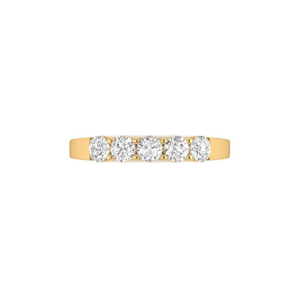 Five Stone Wedding Band • 10KT Gold Ring • Lab Grown Diamond Wedding Band for Women • • Handmade Five Stone Lab Grown Diamond Wedding Band