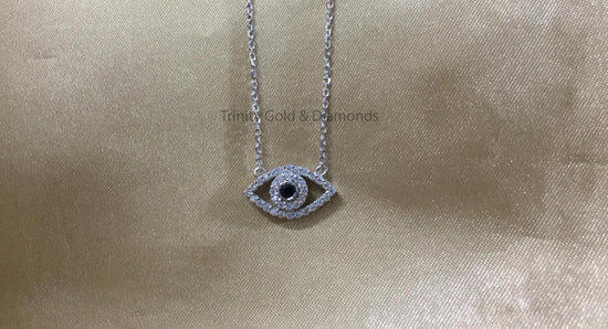 Evil Eye Diamond Pendant • Lab Grown Diamond Pendant Necklace With Cable Chain • Gift For Women • Blue Sapphire Gemstone Evil Eye Pendant