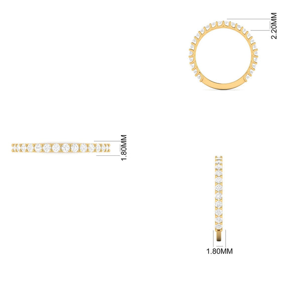 Lab Grown Diamond Wedding Band • 10KT Gold Half Eternity Ring • Perfect Wedding Gift for Her • Available in Size-5-12USA