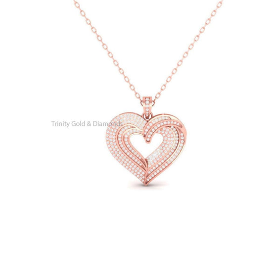 Moissanite Diamond Heart Pendant for Women • Classic Big Diamond Heart Necklace • Perfect Gift for He