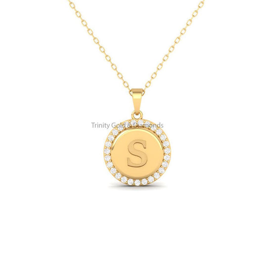 Diamond Initial Necklace •  14k Solid Gold Diamond Letter Necklace • Special Birthday Gift for Her • Personalized Diamond Initial Pendant