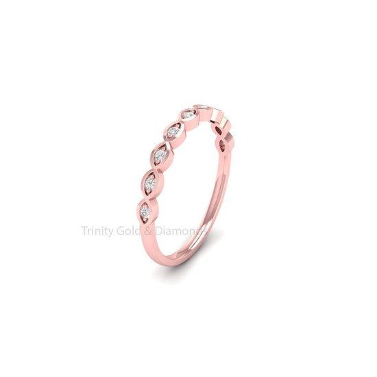 Lab Grown Diamond Wedding Band • 14KT Gold Dainty Wedding Band • Perfect Gift for Her
