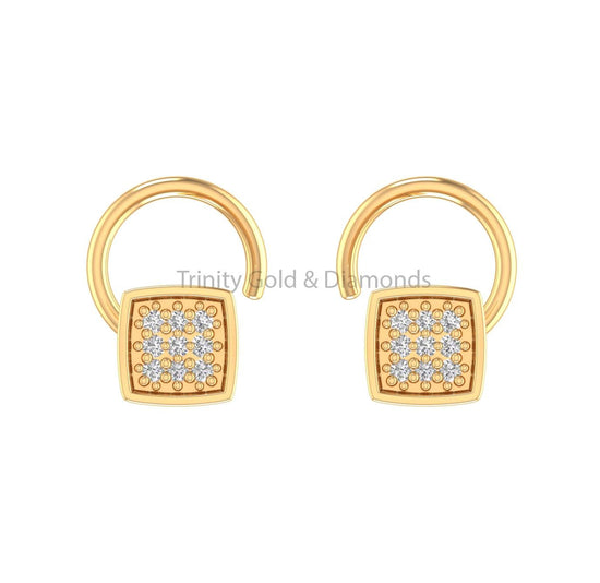 14K Yellow Gold Square Nose Pin • Lab Grown Diamond Wedding Nose Stud • Dainty Nose Pin for Women • Perfect Gift for Mom • 4.50MM Width