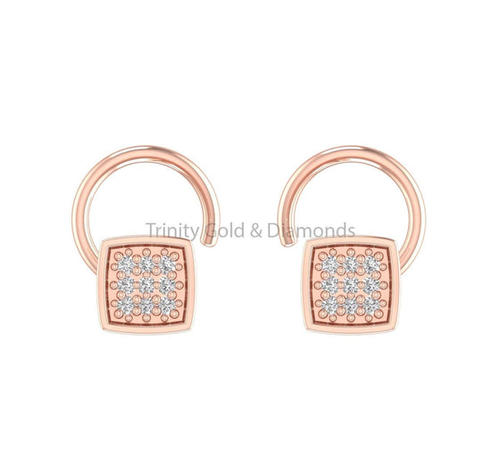 14K Yellow Gold Square Nose Pin • Lab Grown Diamond Wedding Nose Stud • Dainty Nose Pin for Women • Perfect Gift for Mom • 4.50MM Width