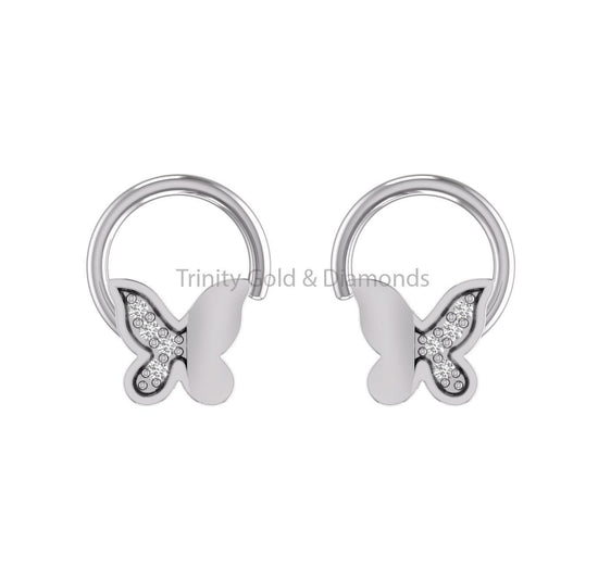 14K Yellow Gold Butterfly Nose Pin • Lab Grown Diamond Wedding Nose Stud • Dainty 4.60MM Nose Pin for Women • Perfect Gift for Mom
