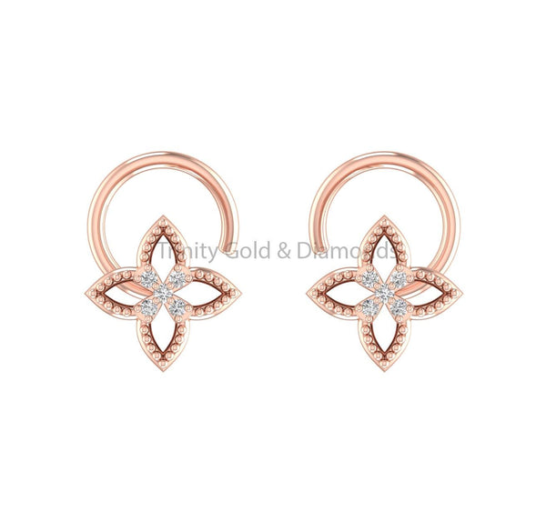 14K Yellow Gold Star Shape Nose Pin • Lab Grown Diamond Wedding Nose Stud • Dainty 7.0MM Nose Pin for Women • Perfect Gift for Mom