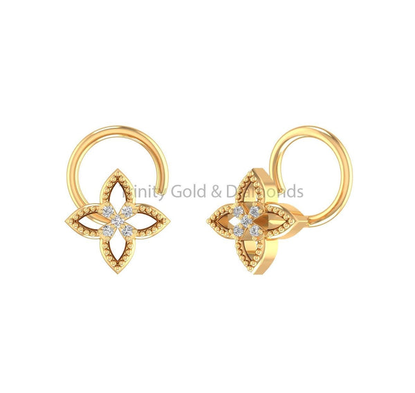 14K Yellow Gold Star Shape Nose Pin • Lab Grown Diamond Wedding Nose Stud • Dainty 7.0MM Nose Pin for Women • Perfect Gift for Mom