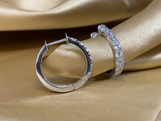 Lab Grown Diamond Hoop Earrings for Women • Silver Hoop Earrings • Perfect Gift for Her