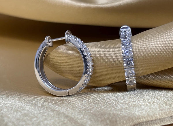 Lab Grown Diamond Hoop Earrings for Women • Silver Hoop Earrings • Perfect Gift for Her