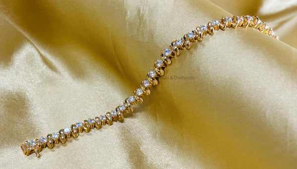Lab Grown Diamond S Link Bracelet for Women • 3.0mm Curved Tennis Bracelet • Perfect Anniversary Gift for Her • Size 5-10 Inches