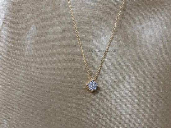 Flower Pendant • Dainty Flower Pendant for Girl • Moissanite Cluster Pendant • Minimalist Pendant with Chain • Perfect Gift for Her