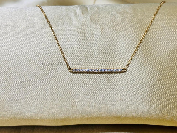 Bar Pendant Necklace • Dainty Bar Pendant for Girl • Moissanite Bar Pendant • Minimalist Bar Pendant with Chain • Perfect Gift for Her