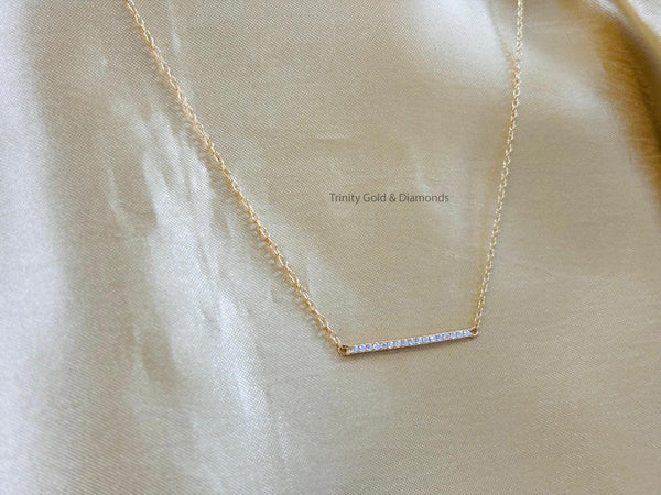Bar Pendant Necklace • Dainty Bar Pendant for Girl • Moissanite Bar Pendant • Minimalist Bar Pendant with Chain • Perfect Gift for Her