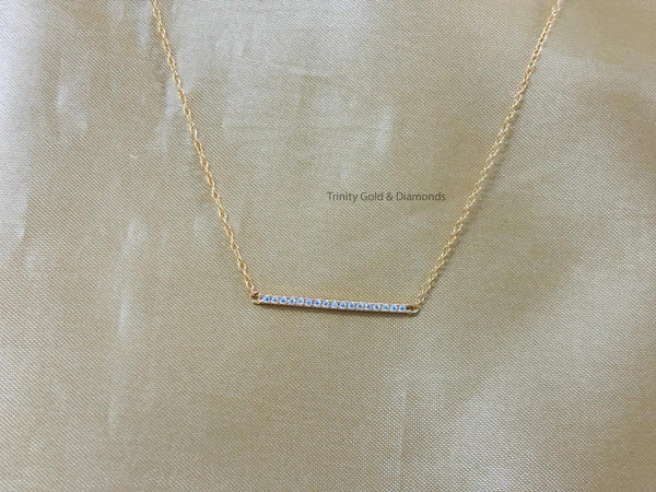 Bar Pendant Necklace • Dainty Bar Pendant for Girl • Moissanite Bar Pendant • Minimalist Bar Pendant with Chain • Perfect Gift for Her