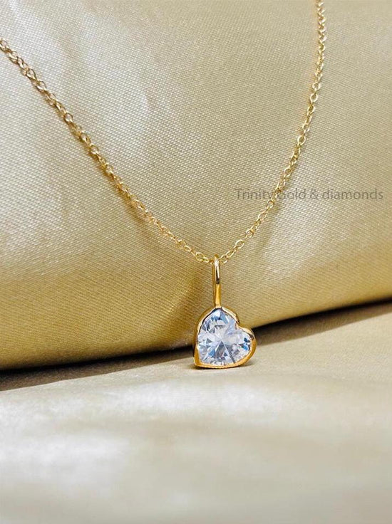 Heart Pendant • Solitaire Dainty Heart Necklace for Girl • Minimalist Pendant Necklace • Perfect Gift for Her • With Chain